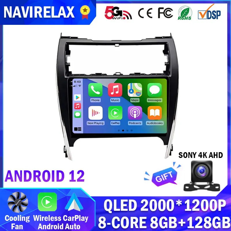 

Автомобильное радио, мультимедийный видеоплеер, GPS-навигатор, 10 "4G DSP Android 12 для Toyota Camry 7 XV 50 55 2012-2017, QLED DVD