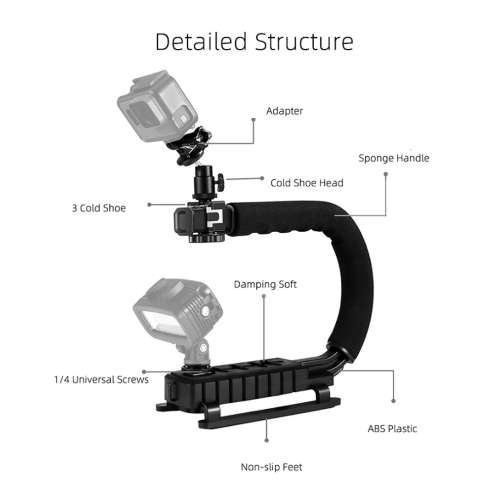 

Smartphone Video Kit Microphone Bracket Camera Stabilizer LED Adapter
