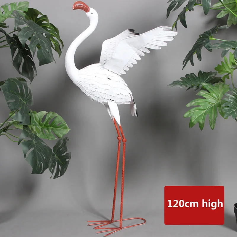 Открытый сад Iron Art Белые статуи Журавля украшение фламинго домашний декор