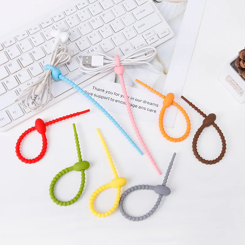 

5/10PCS Silicone Cable Organizer Reusable Cable Earphone Mouse Wire Winder Sticker Tape Ties Gadget Adhesive Strap Fastener Tape