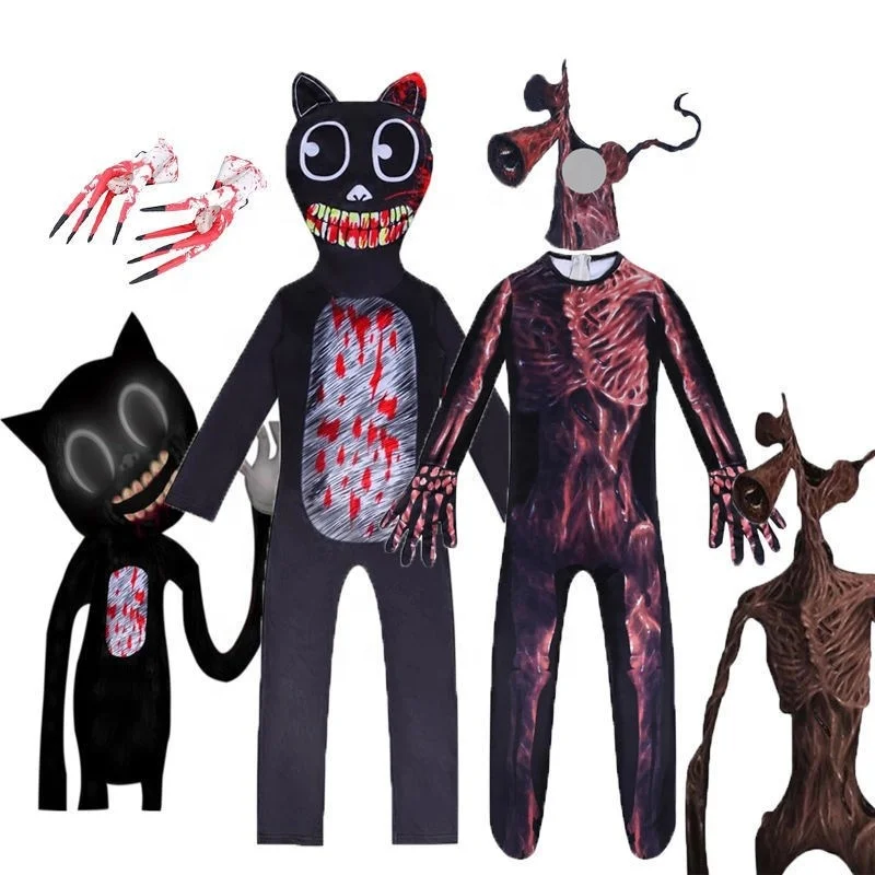 

Новые Мультяшные детские костюмы, одежда для Хэллоуина, ужасная сирена, игровые костюмы, Dodysuit, белый, черный, CatD