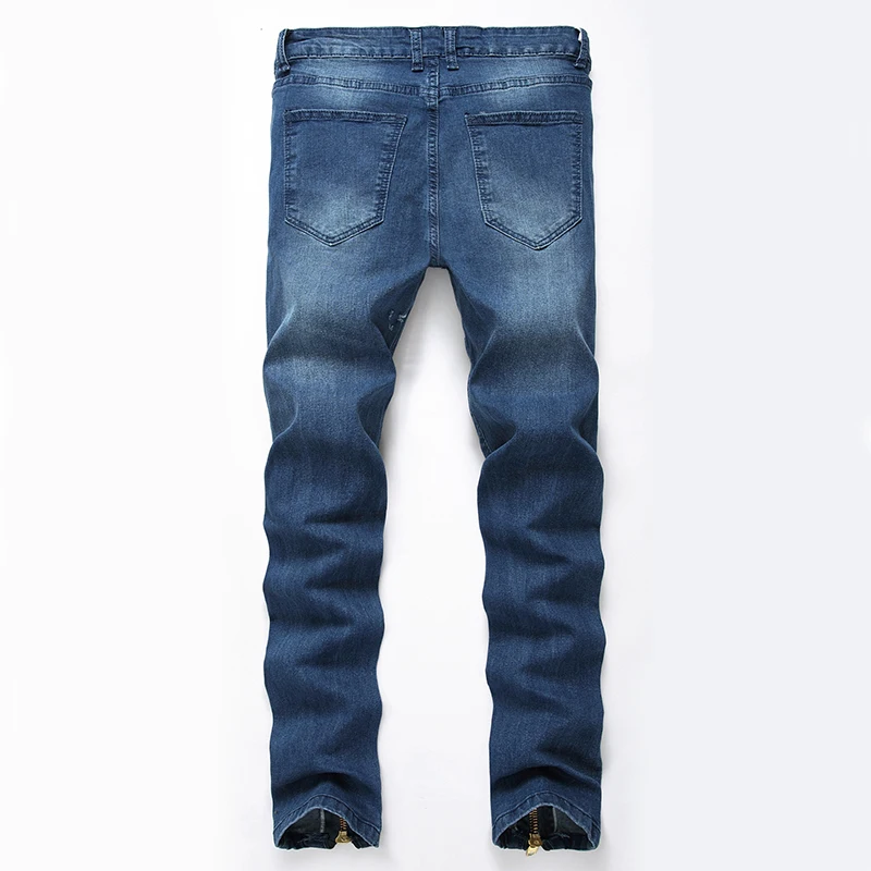 Мужские прямые джинсы модные рваные брендовые мужские | Мужская одежда