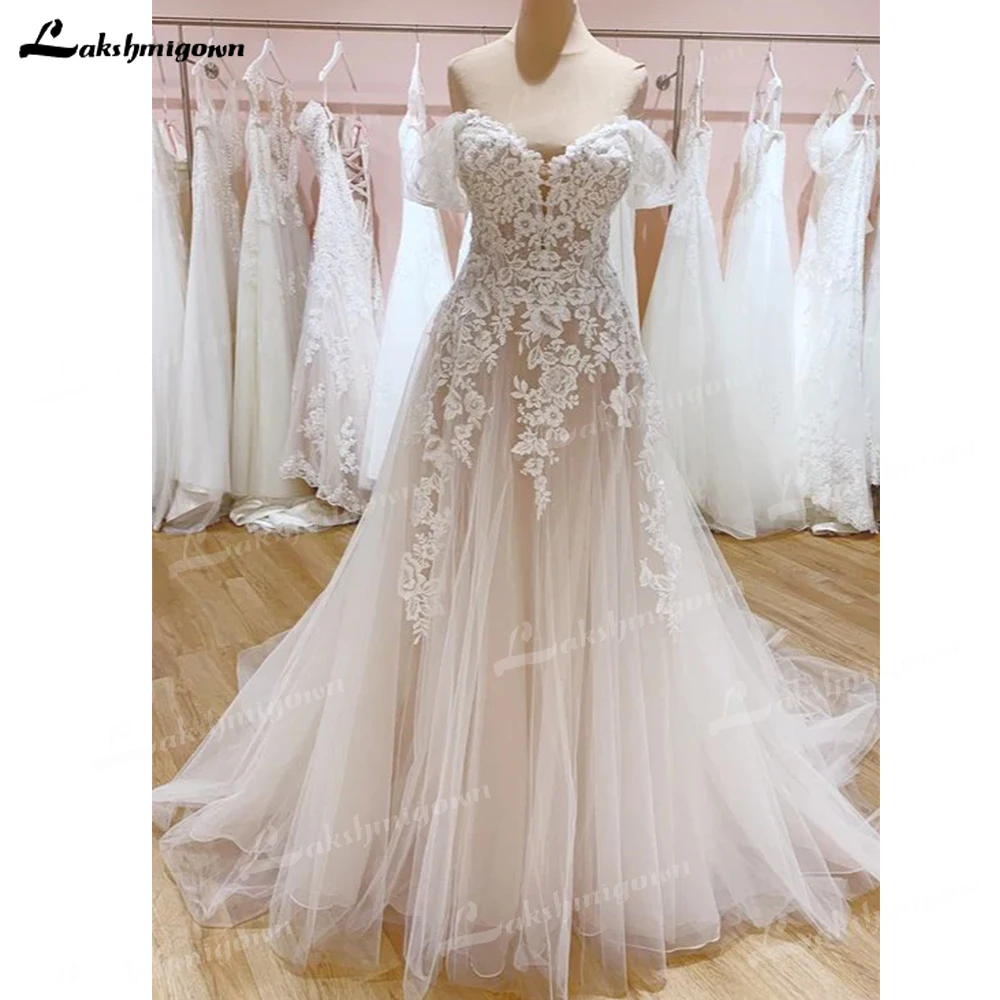 

Vintage Long A-Line Off-the-Shoulder Sweetheart Backless Tulle Wedding Dress Spring Summer Sleeveless Floor-length Lace Applique