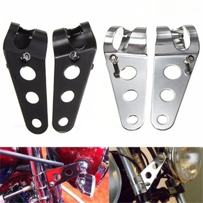 

2 Pcs Black Silver Headlight Bracket High Quality Motorcycles Fork Bobber Racer Headlight Universal Brackets