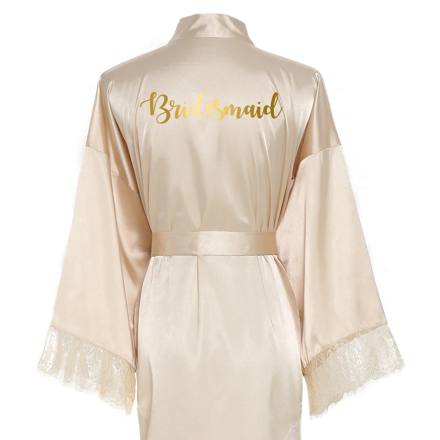 Silk Satin Lace Robes Bridesmaid Bride Robes Wedding Long Robe Bathrobe Lingerie Gown Sexy Nightgrowns Dressing
