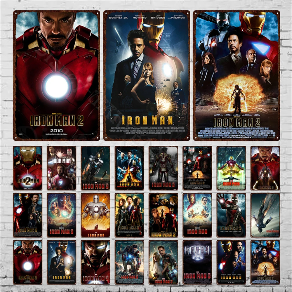 

Металлический знак Марвел в стиле ретро, настенные Стикеры с изображением Железного человека, металлический постер с изображением Marvel «мст...