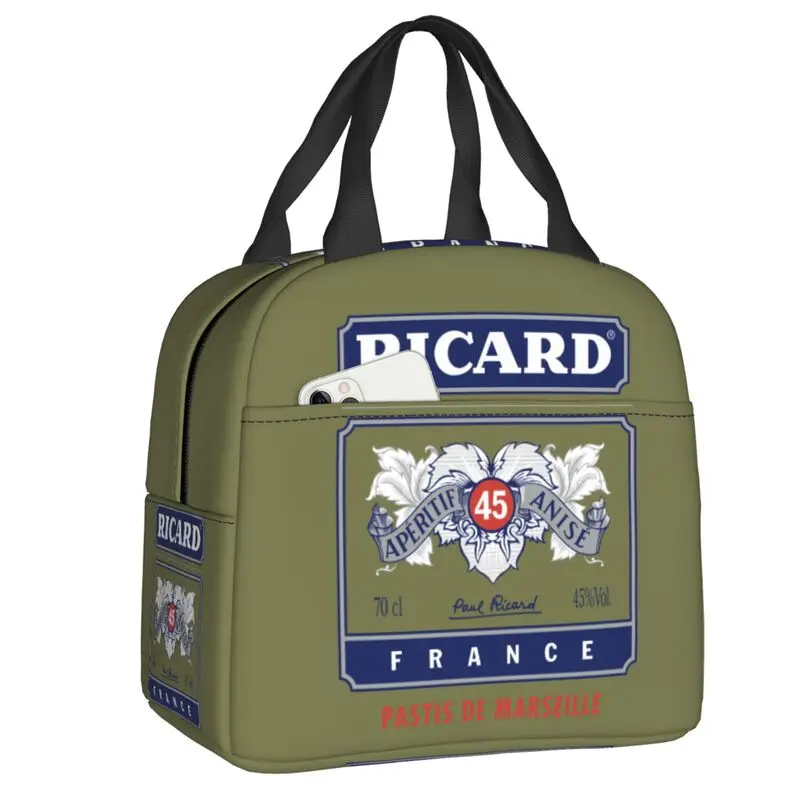 

Ricard Logo Portable Lunch Box Women Waterproof Marseille France Thermal Cooler Food Insulated Lunch Bag School Children Student