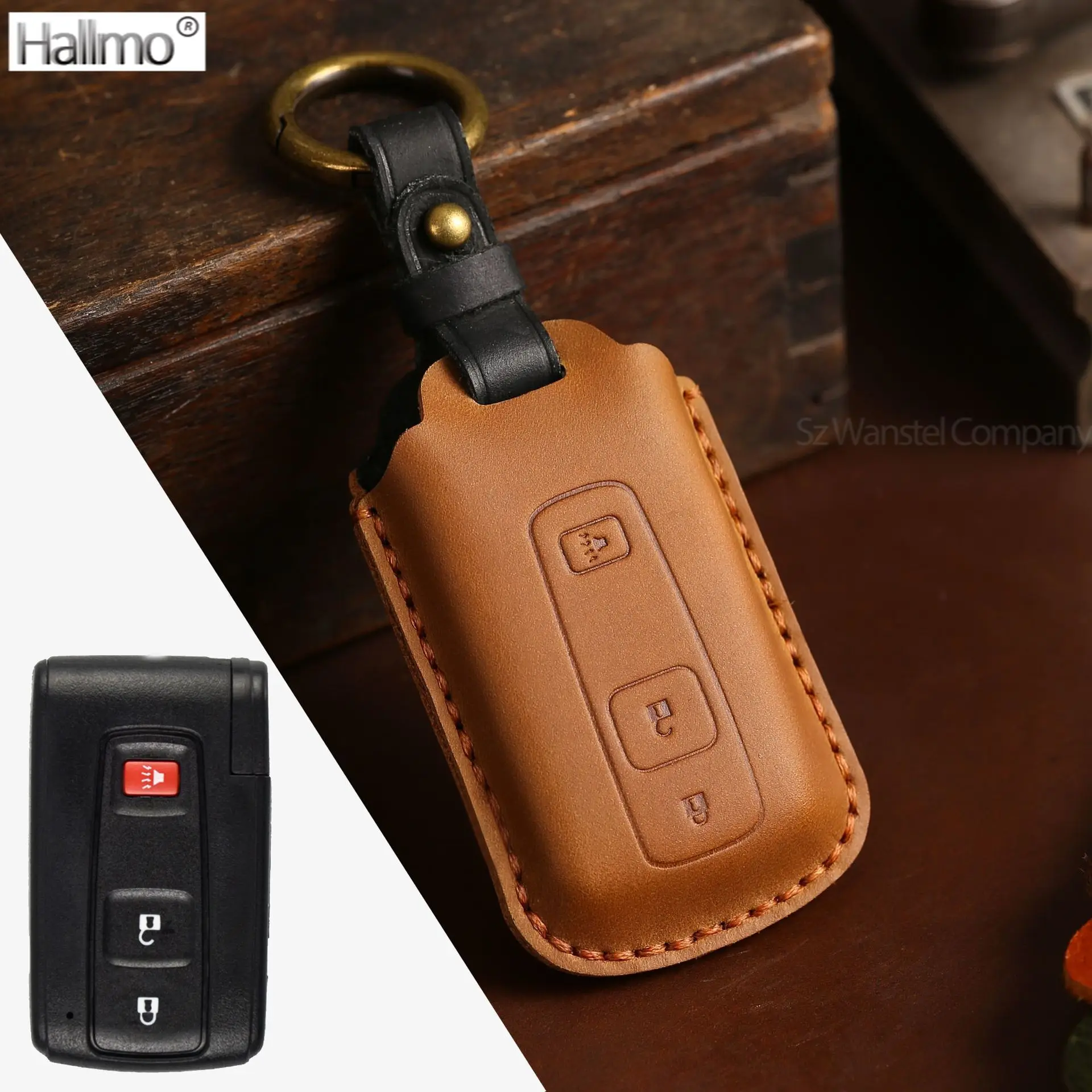 

Hallmo Leather Car Smart Key Case Key Cover Key Shell Key Bag for Toyota Prius 2004 2005 2006 2007 2008 2009