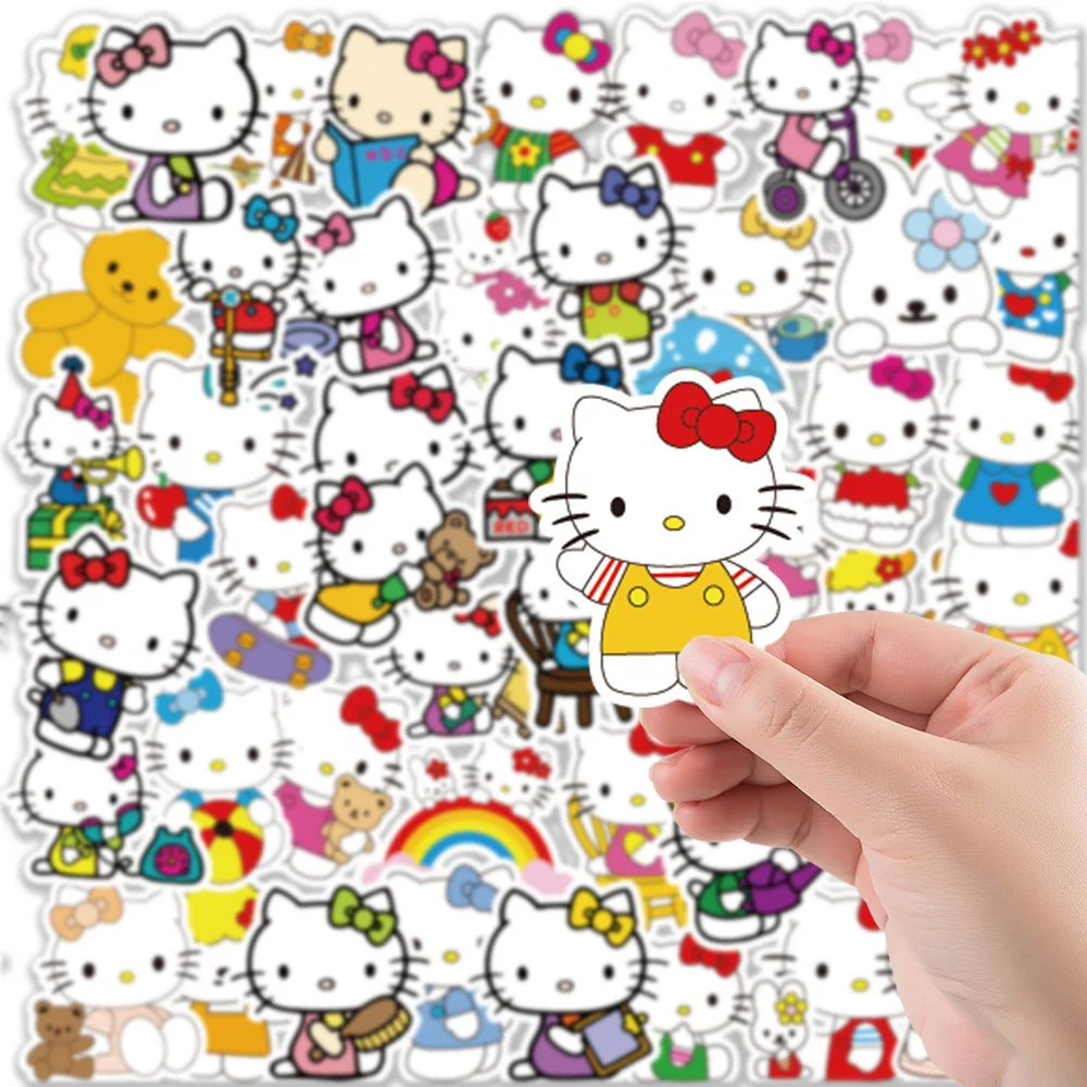 

10/30/50pcs Hello Kitty Cartoon Stickers Kawaii Girls Decorative Diary Laptop Water Bottle Scrapbooking Cute Aesthetic Sticker