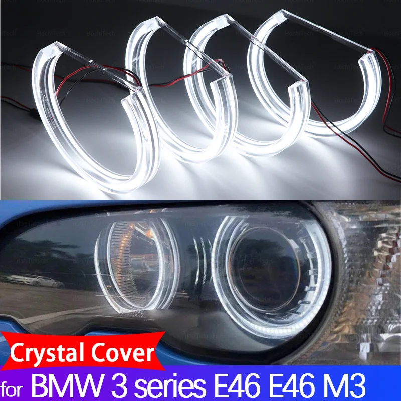 for BMW 3 Series E46 316i 318i 320d 320i 323i 328i 330i 325xi 330d Crystal White LED Angel Eye Kit Halo Daytime Running Light