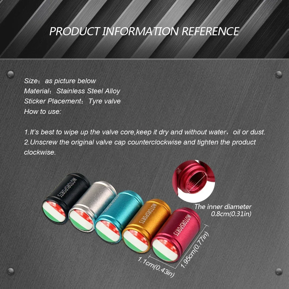 4 шт. колпачки для клапанов колес автомобиля с флагом Италии штока шин BMW Volkswagen Ford