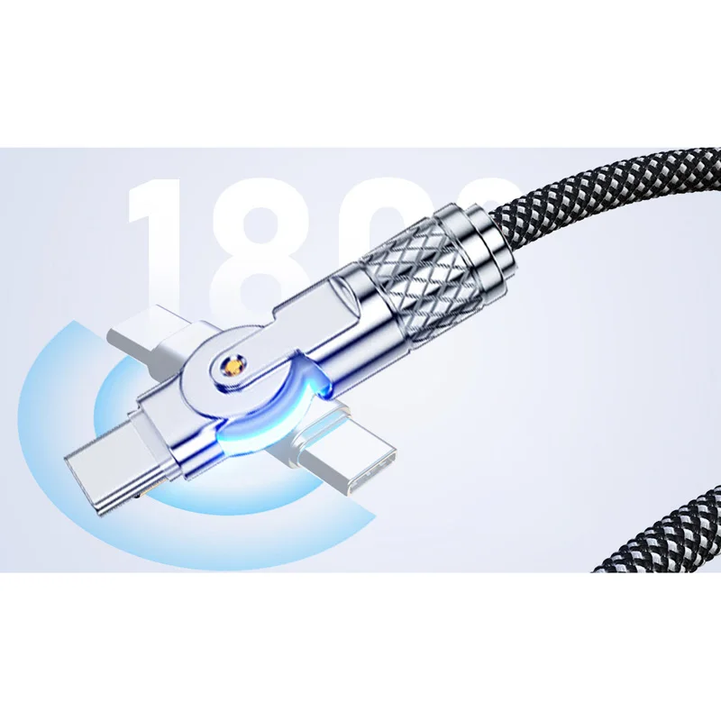 Вращающийся кабель 100 Вт для Cubot KingKong Ace 2 Coolpad C16s OnePlus 3 Pro Xiaomi Poco C75 ZTE Blade V70 Max