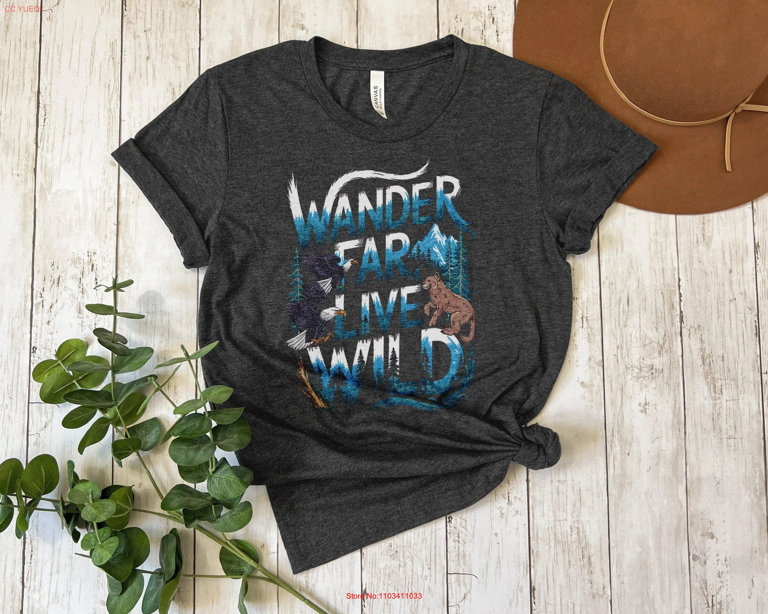 Футболка Wander Far Live Wild пустые приключения любитель природы дикая природа с
