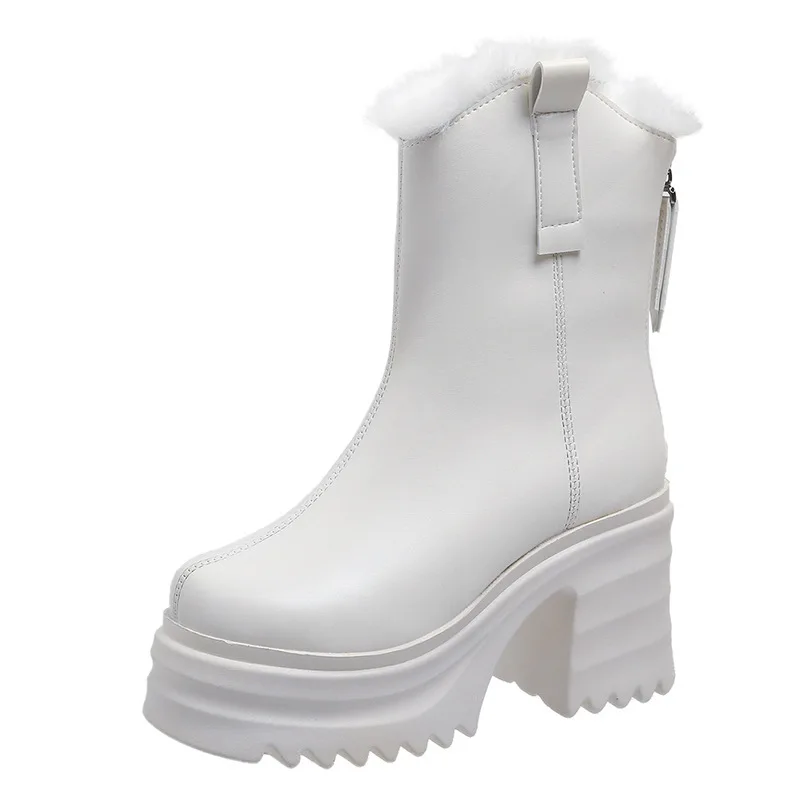 AIYUQI Women's Winter Boots Warm Platform Fur 2023 New Women's Ankle Boots Zipper Fashion Women's Snow Boots