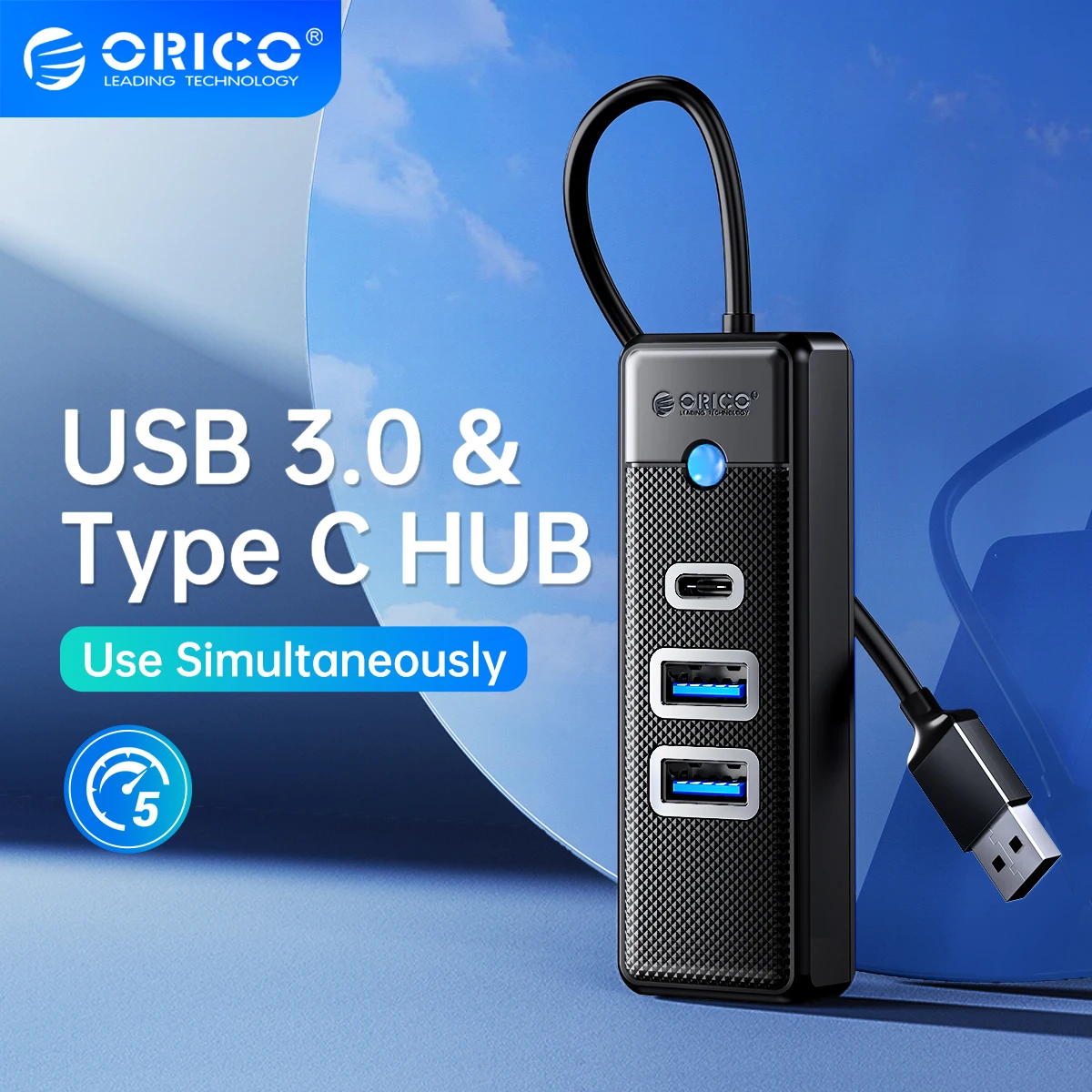 

ORICO USB 3.0 Type C концентратор цветной 3 порта 5 Гбит/с высокоскоростной мини-разветвитель адаптер OTG для настольного ПК Компьютерные аксессуары