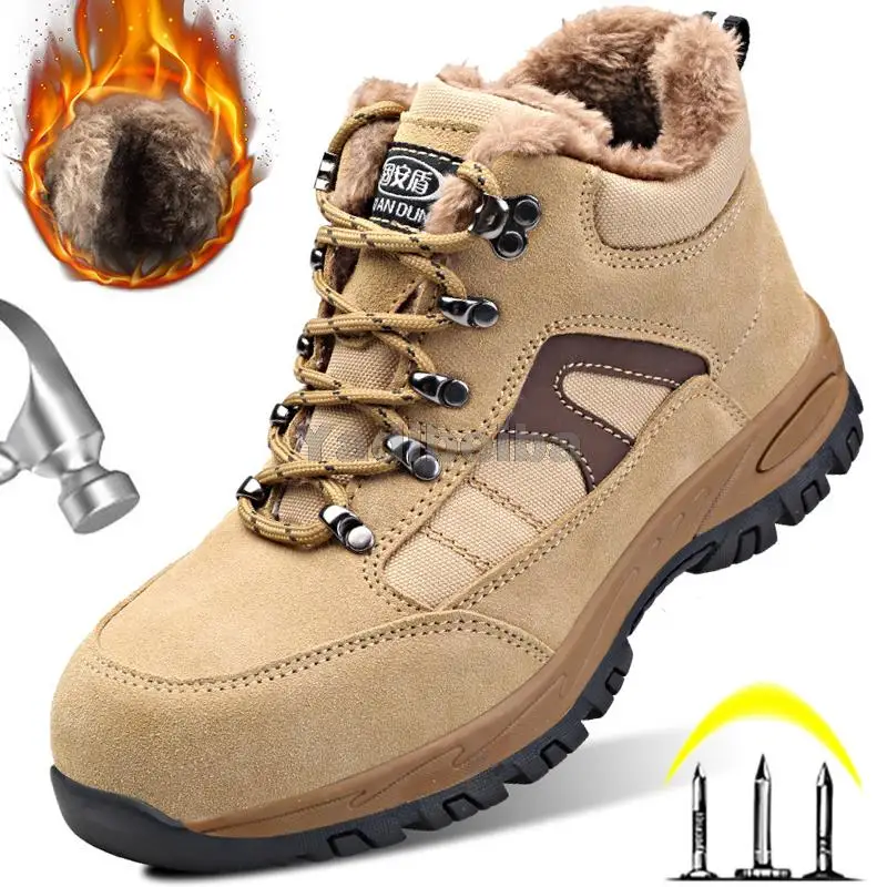 

Man Safefty Boots Winter Work Sneakers Men Safety Shoes Steel Toe Work Boots Men Indestructible Shoes Male Anti-Smash Work Shoes