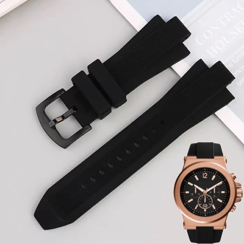 Фото Для Michael Kors MK8184 MK8152 MK9020 MK8730 MK8761 8295 8296 8445 Мужской ремешок для часов MK Резиновый мягкий браслет Силиконовый ремешок для часов №1