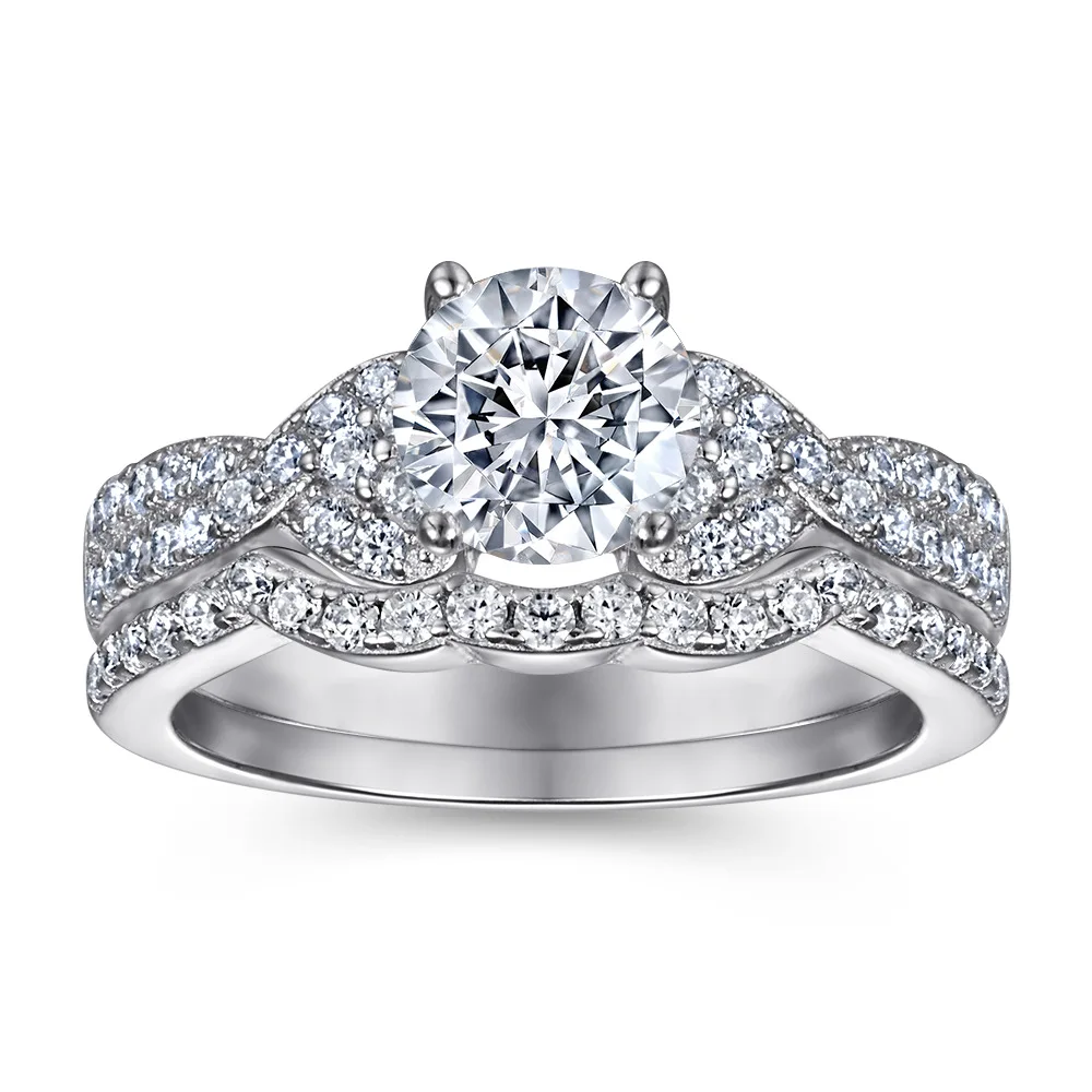

2Pcs Set luxury 925 silver wedding rings for women 220426-18