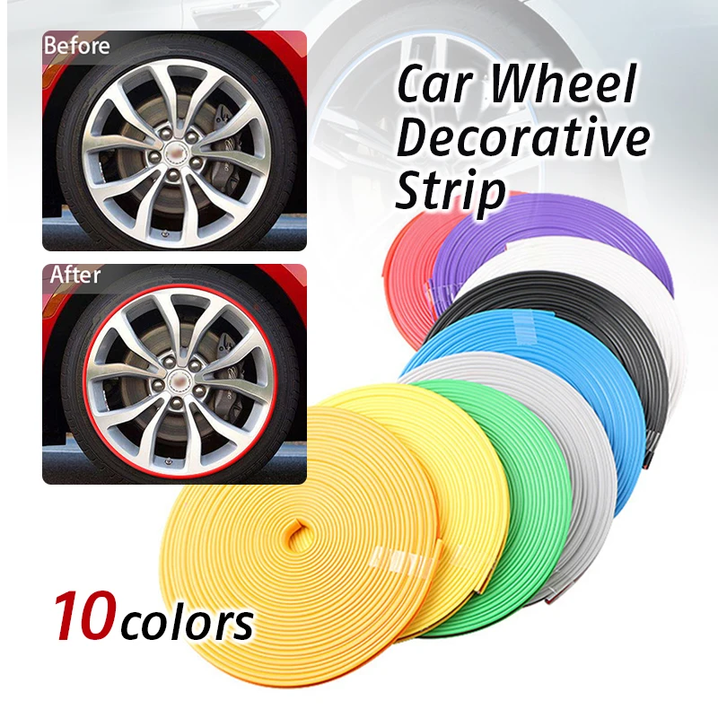 

8M Roll Rim Blades Wheel Rims Protector Decor Strip Tire Guard Line Rubber Moulding Trim Rimblades Vehicle Color Car Styling