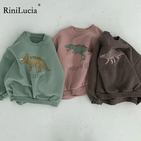 rinilucia kids hoodie infant korean winter new top baby lovely dinosaur plush comfortable pullover kids clothes boy sweatshirt