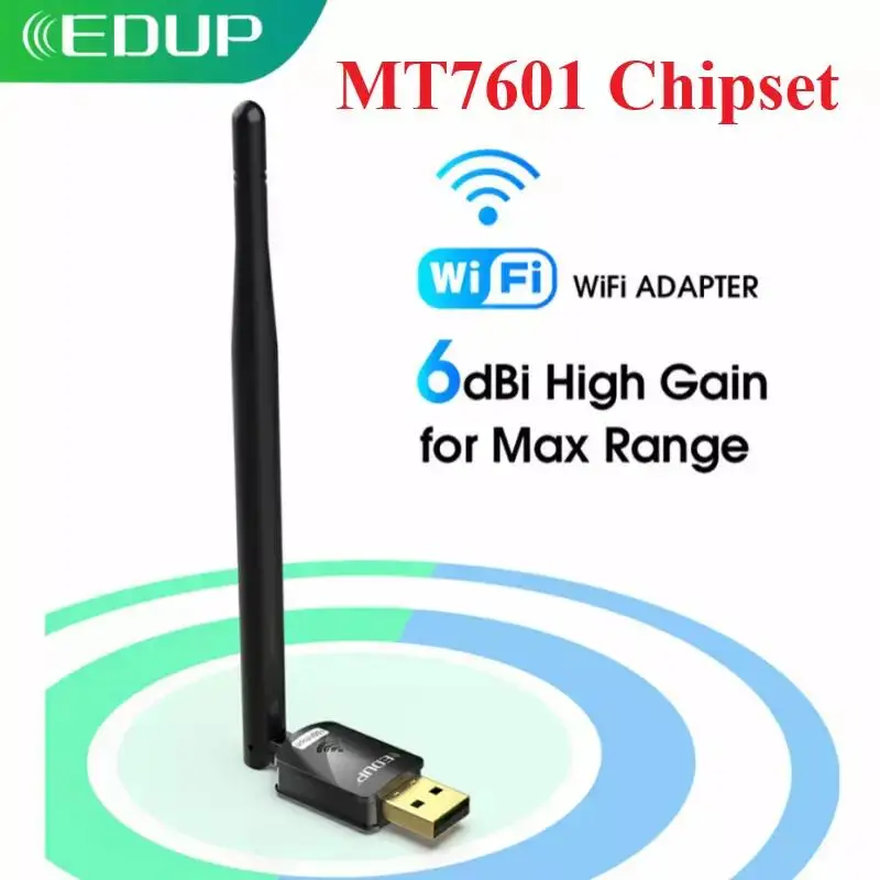 

USB Wi-Fi адаптер EDUP 150 Мбит/с антенной 6 дБи 802.11n MT7601
