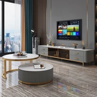 gy modern light luxury coffee table tv cabinet combination set living room stone plate table solid wood paint floor cabinet