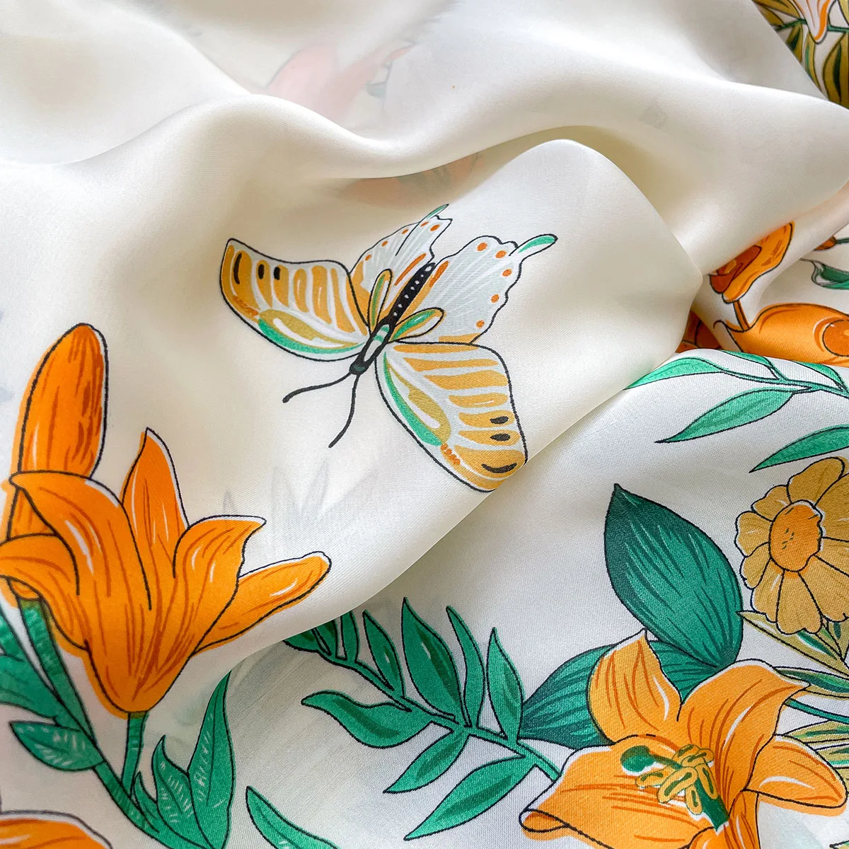 2023 Роскошный Шелковый Шарф 110x110 См Дизайнерский Платок С Принтом Женская Модная