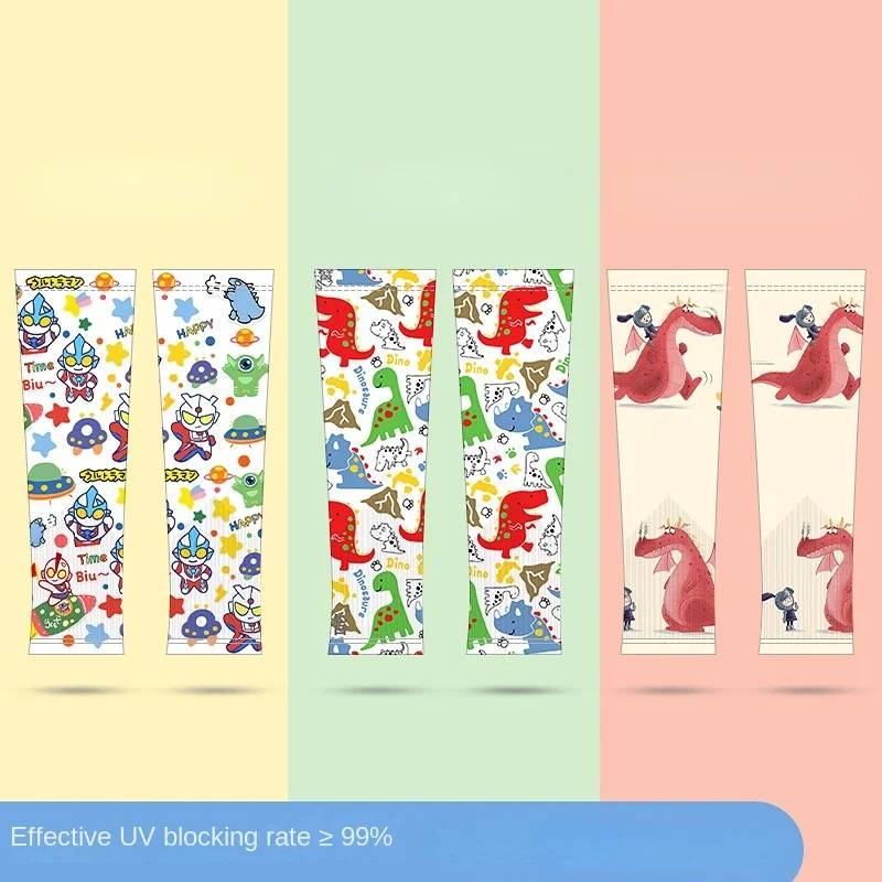 Printed Ice Sleeve Gloves Summer Travel Sun-Proof Oversleeve Cartoon Cute Breathable Arm Guard UV Outdoor Kids Sleeves