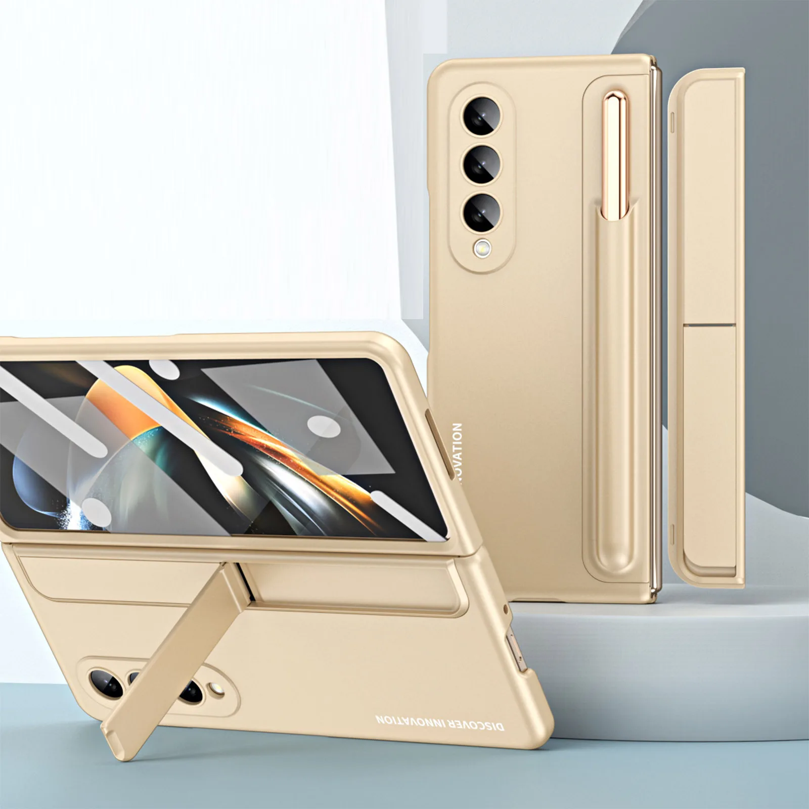 

Shockproof Kickstand Hard Case for Samsung Galaxy Z Fold 4 5G Pen Holder Case Protective Stand Phone Cover for Fold 4 Funda 2022