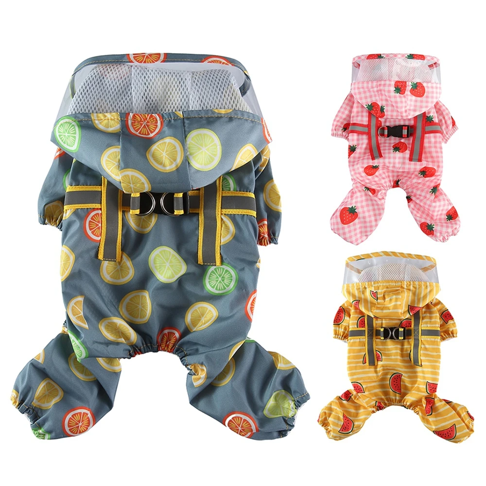 

Fruit Raincoat Pet Dog Clothes Cat Four Feet Print Water Proof Clothing Dogs Small Chihuahua Summer Yollow Breathable Girl Pug