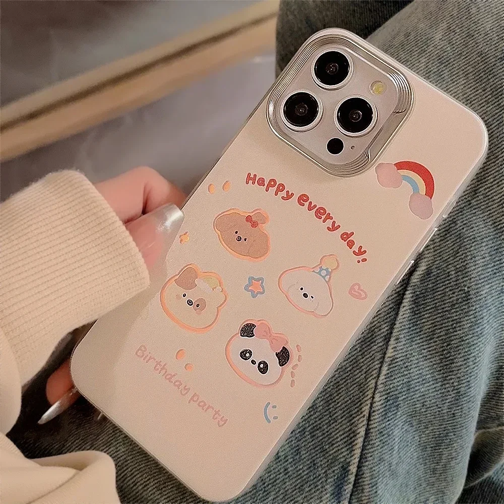 Panda Teddy Chow puppy party art Подвеска Чехол для телефона iPhone 16 15 14 13 12 11 Pro Max Plus Симпатичный