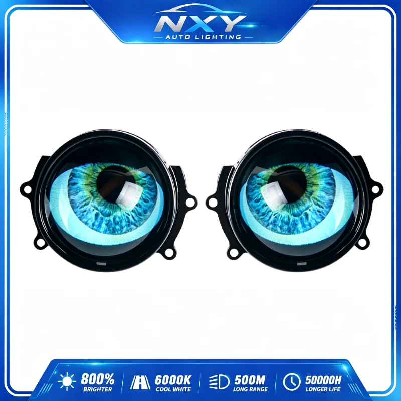 Фото NXY NX65 LED Demon Eye 3 дюйма 12В 30Вт RGB с управлением через приложение H4 H7 H11 9005 8 режимов, автомобильные фары DRL, декоративный комплект ламп Angel Eye №1