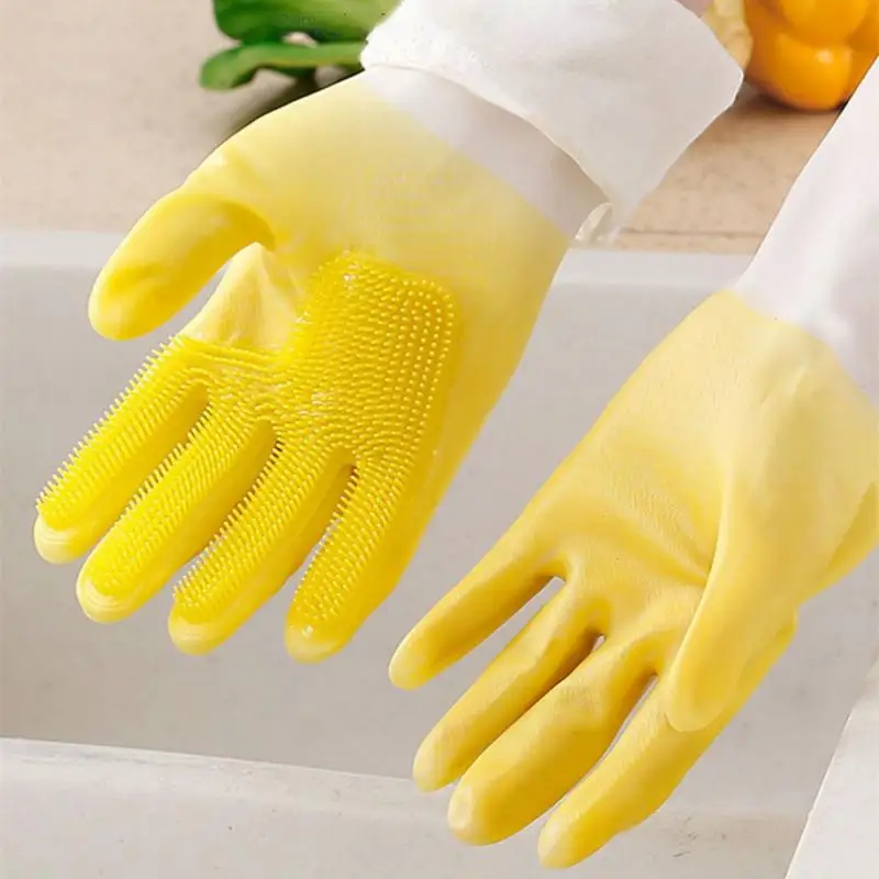 

Dishwashing Cleaning Gloves Multifunction Kitchen Housework Cleaning Magic Silicone Rubber Dish Washing Glove Clean Scrub Tools