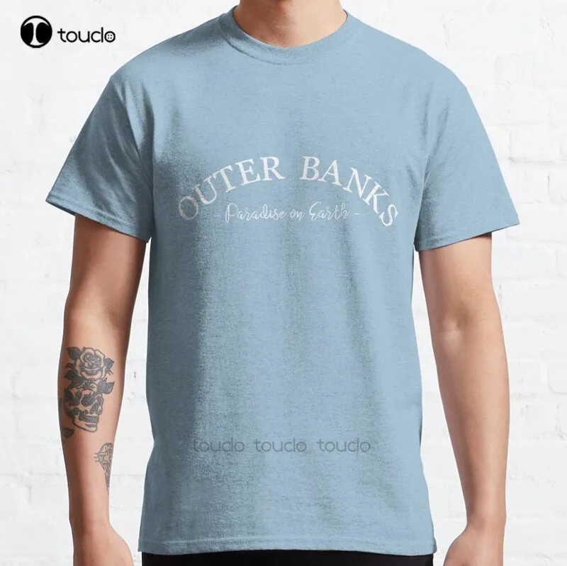 

Классическая хлопковая Мужская футболка с надписью «внешние банки: рай на земле»