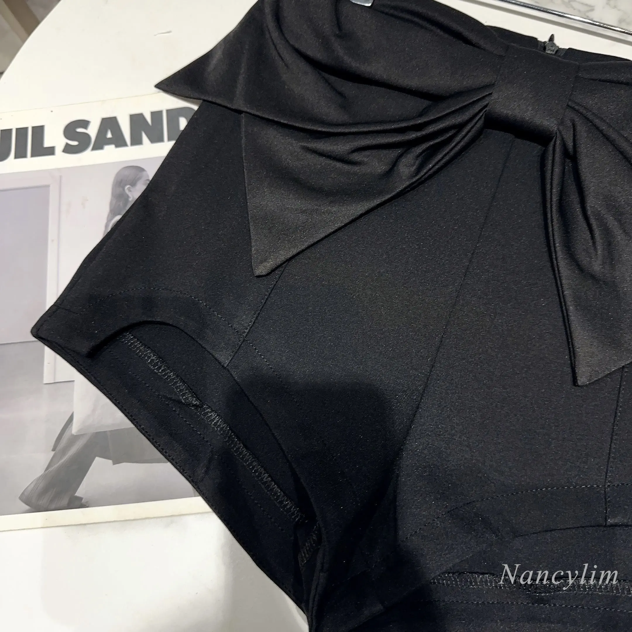2023 Summer New Bow Waist Shorts for Women Fashion Front Three-Dimensional Big Bow Elegant Black Shorts All-Matching