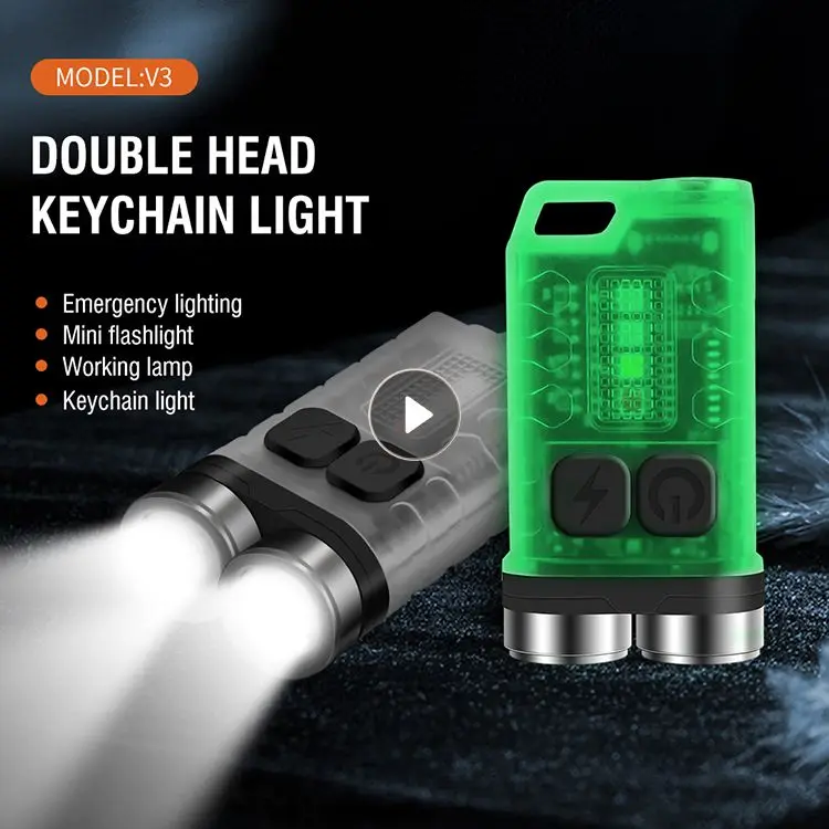

Mini Keychain V3 Multifunction EDC UV Flashlight Dual LED Type C Charging IP65 Waterproof With Magnet Lantern Camping Light