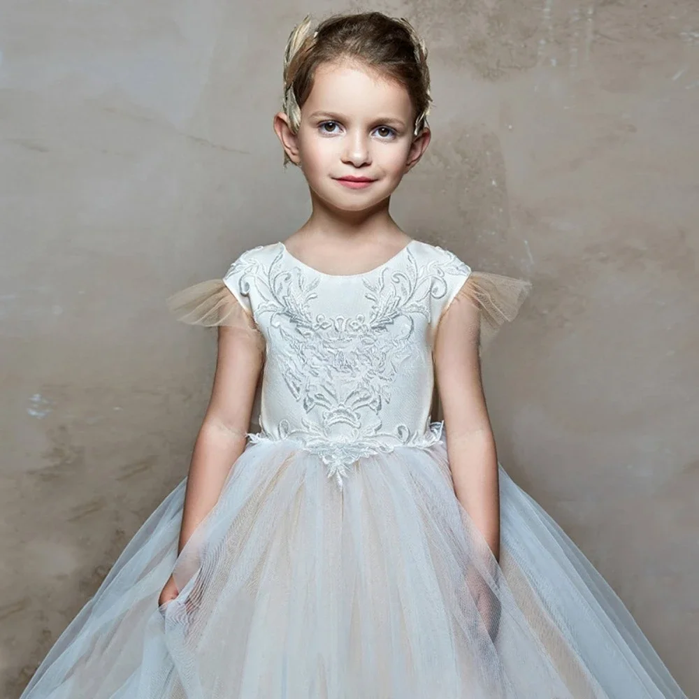 Детское платье детское пышное длинное принцессы без рукавов с цветочным узором