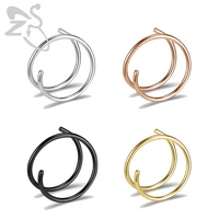 zs 2 4pcslot single pierced nose rings for women twisted spiral septum nose clicker stainless steel nostril piercing jewelry