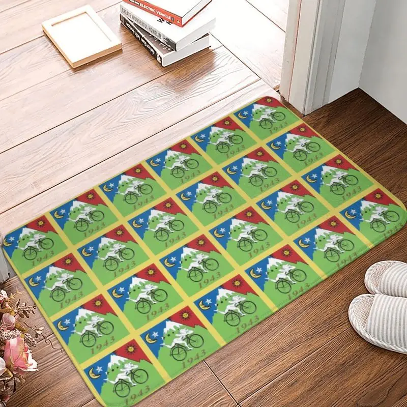 

Custom LSD Bicycle Day Albert Hoffman Doormat Mat Anti-Slip Acid Blotter Party Kitchen Bath Bedroom Rug Carpet 40*60cm