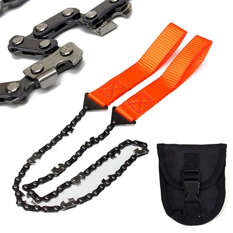 Portable Hand Zipper Saw Outdoor Chain Wire Saw 11/33 Teeth  Manganese Steel Pocket Wire Saw 24 Inch Garden Pruning Tool