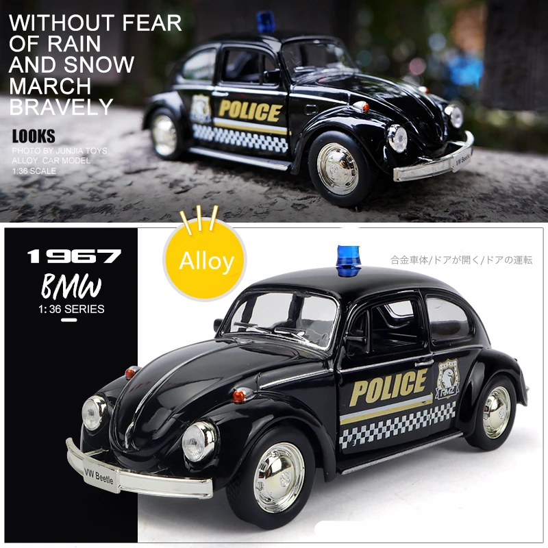 

Die Casts Collectible Model Cars Static Alloy Vintage Birthday Gift 1:36 Beetle 1967 Cop Car Toys for Children Home Decor