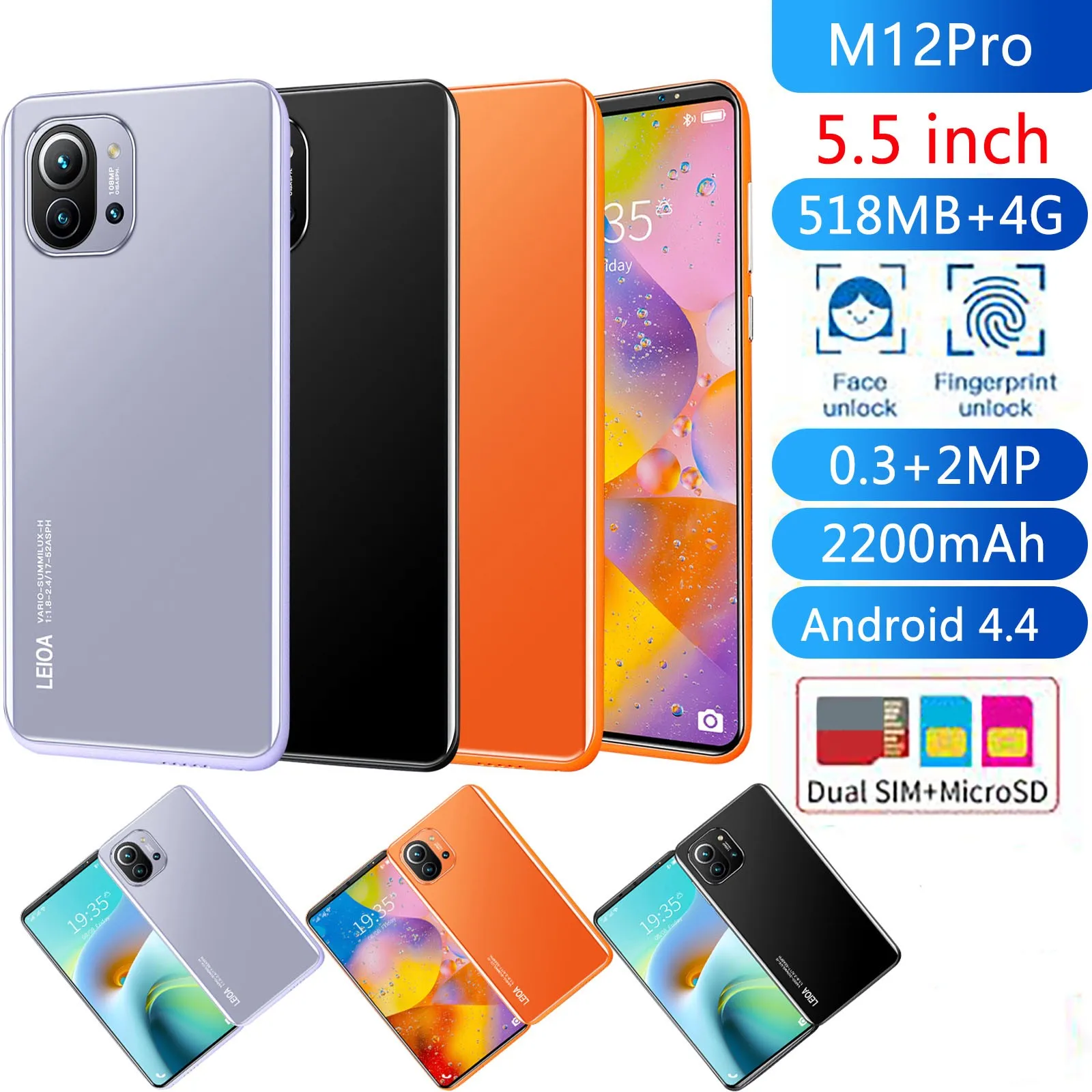 Бесплатная доставка дешевые смартфоны на Android M12 Pro 5 5-дюймовый смартфон с