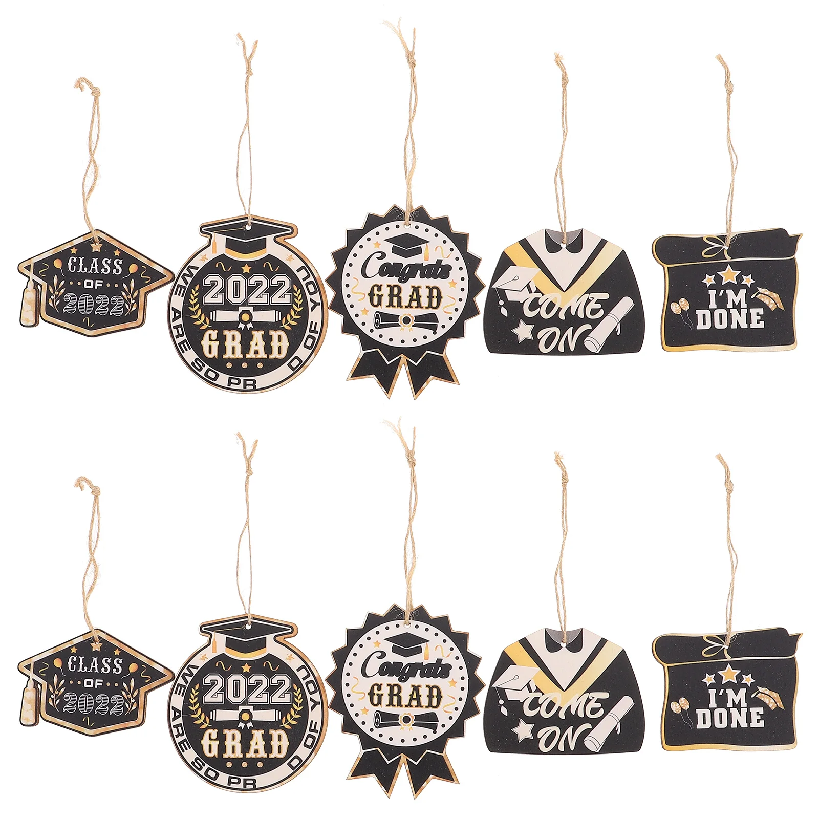 

10pcs Creative Graduation Party Decors Decorative Wood Tag Adorns Gift Hanging Tags