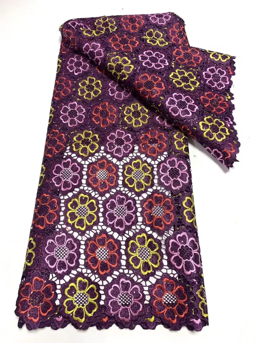 

Latest African Cord Lace Fabric 5 Yards Nigerian Embroidered Water Soluble Material Guipure Dentelle Africain For Dress ZW9