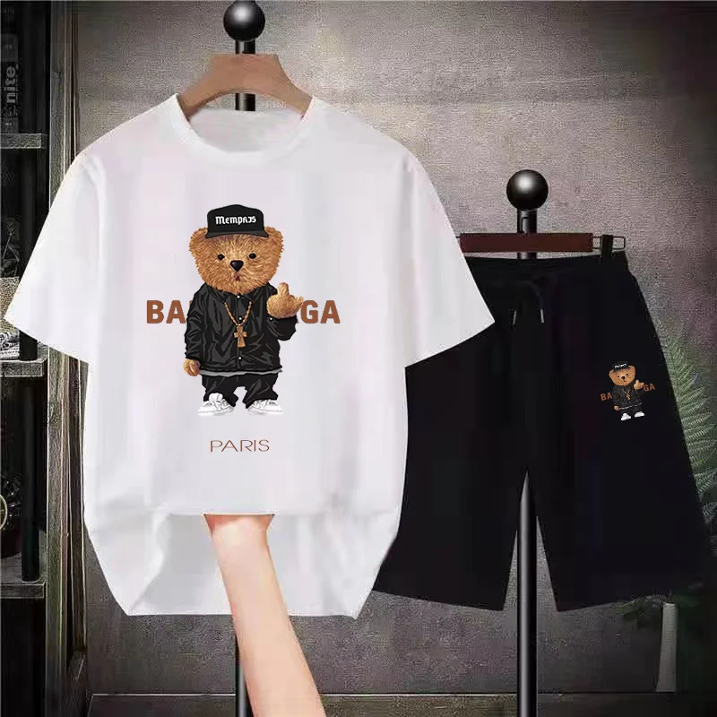 Fashion Bear Mens Luxury Short Sets Oversized Cotton Summer Suits Quality Anime Tees Shorts Outfits France Design T-Shirts Tops