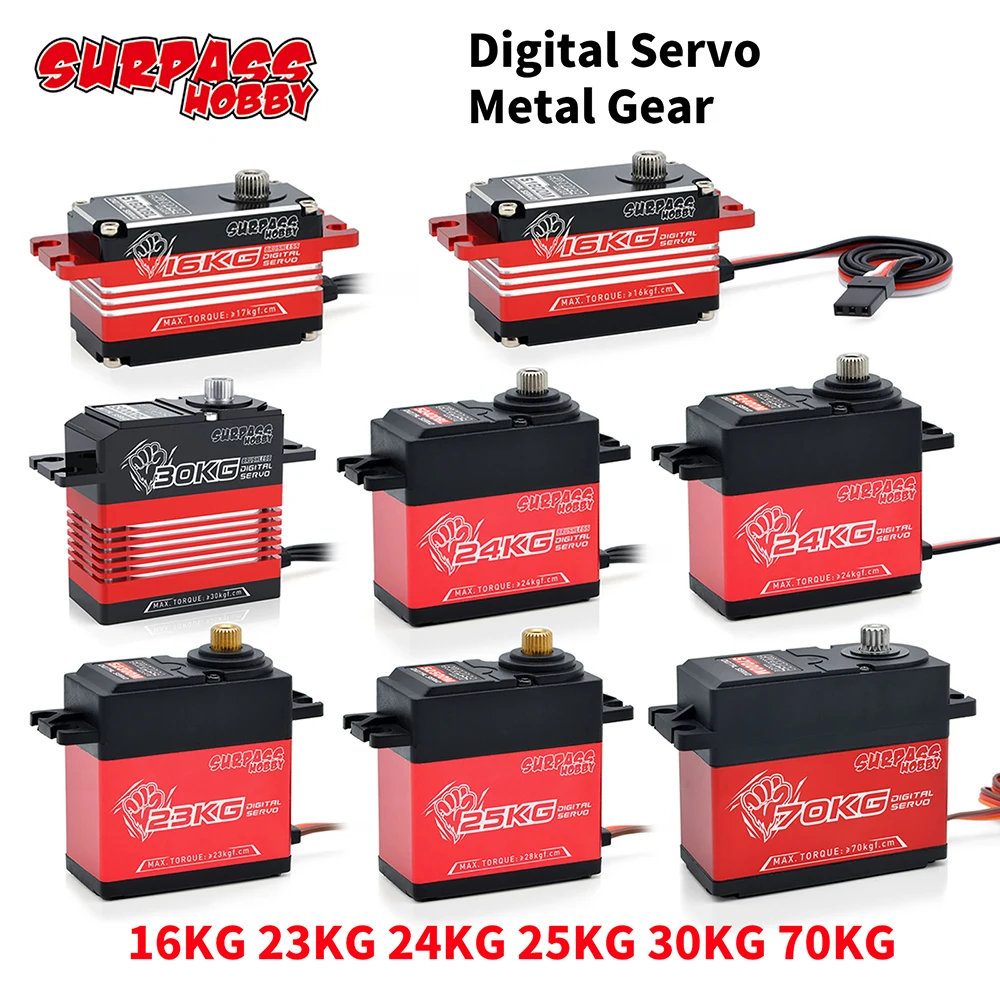 

Surpass Hobby 16KG 23KG 24KG 25KG 30KG 70KG Metal Gear Digital Servo for 1/12 1/10 1/8 1/7 1/5 RC Car Buggy Boat Robot Models