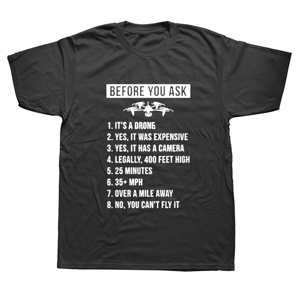 

Funny Drone Pilot Flying Airplane T Shirts Men Summer Cotton Harajuku Short Sleeve O Neck Streetwear Black T-shirt