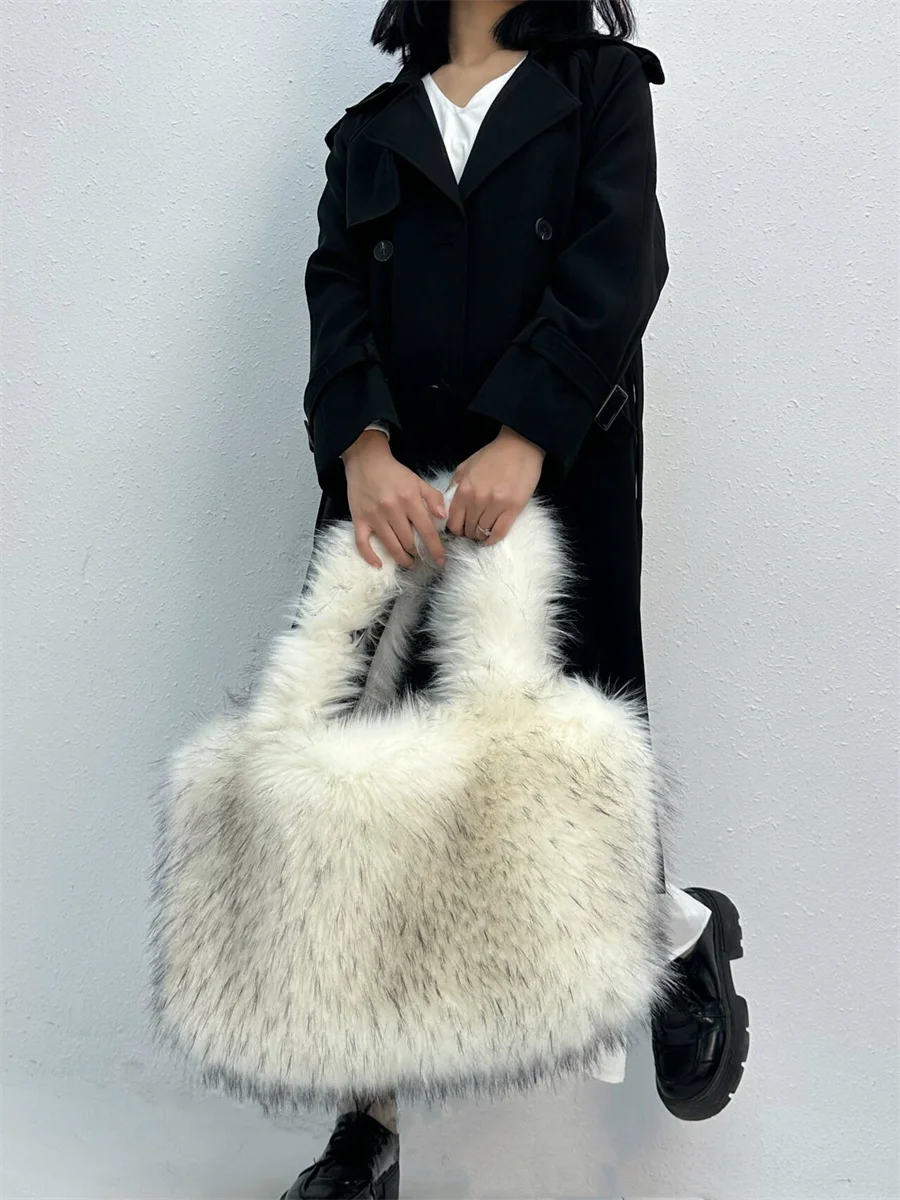 Модная большая сумка-тоут роскошные женские сумки из искусственного меха