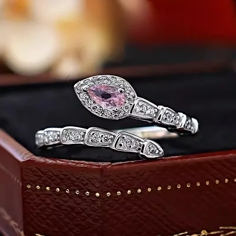 XUYUANFEN Розовая Эльфийская Змея Серебро 925 Кольцо