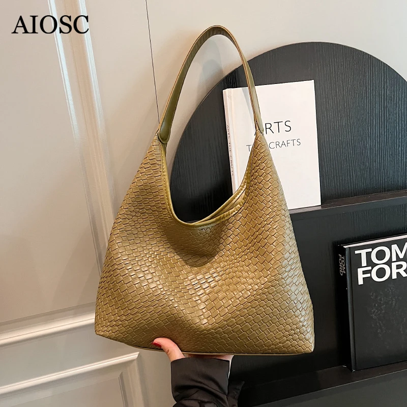 

AIOSC Tote Designer Women's Shoulder Bags Luxury Woven Leather Handbag Large Capacity Tote Bag Ladies Casual Versatile Bag